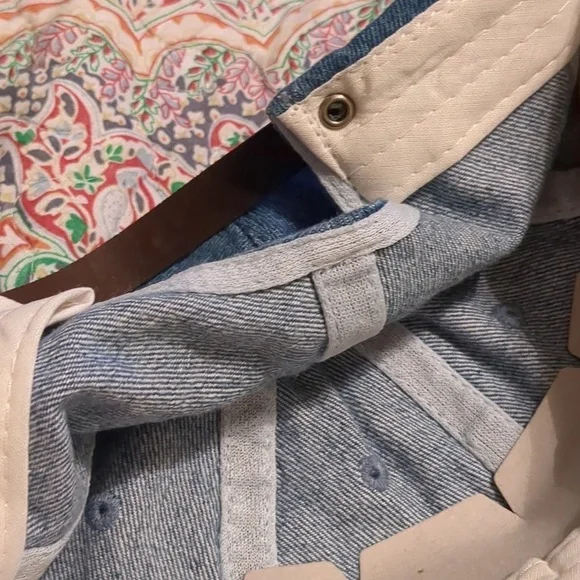 NWT Head Shots Denim Contrast Leather Strapback Dad Baseball Cap OS Vintage - Picture 6 of 6